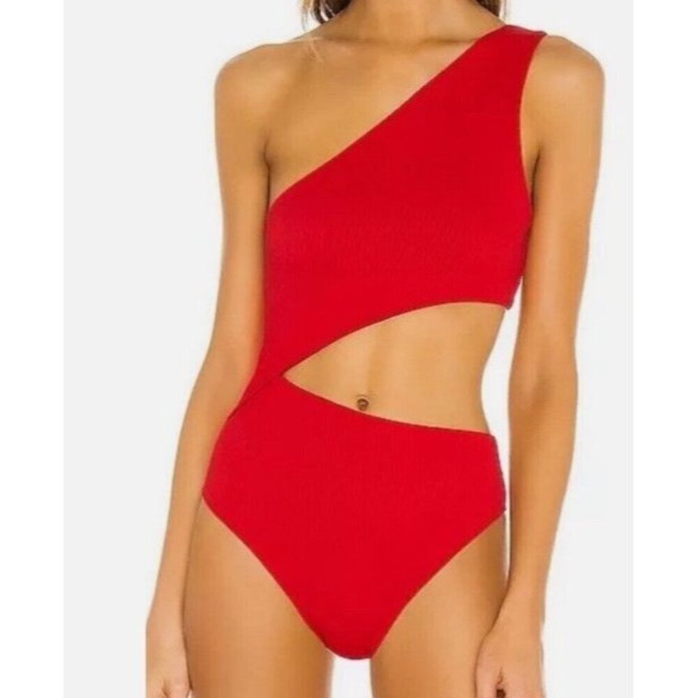 Beach Riot Red One-Shoulder Cutout One-Piece Swimsuit